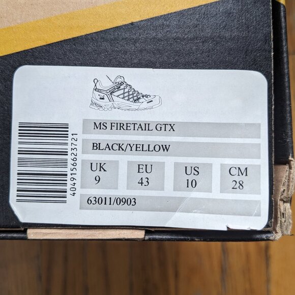Salewa MS Firetail GTX Approach Shoe- Black and Yellow -  Size 10 US - Picture 11 of 14